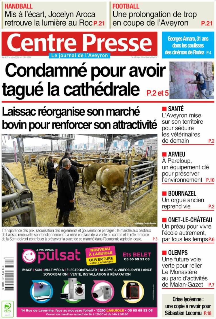 Portada de Centre Presse (Francia)