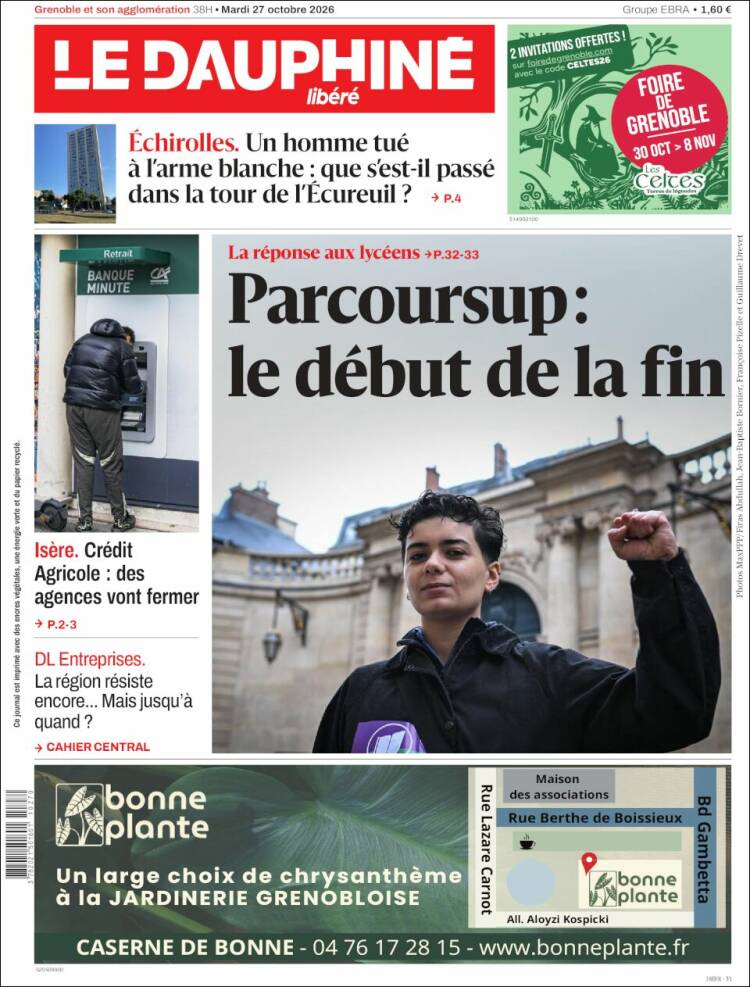 Portada de Le Dauphiné Libéré (Francia)