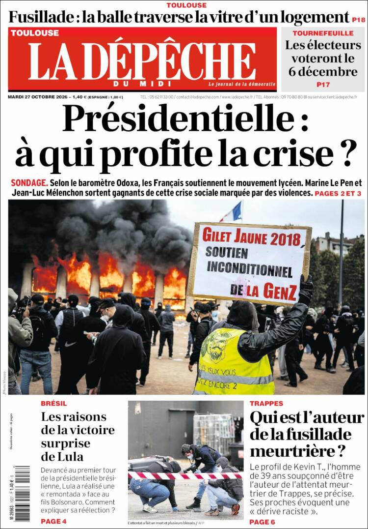 Portada de La Dépêche du Midi (Francia)