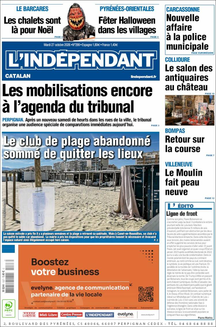 Portada de Le Indépendant (Francia)