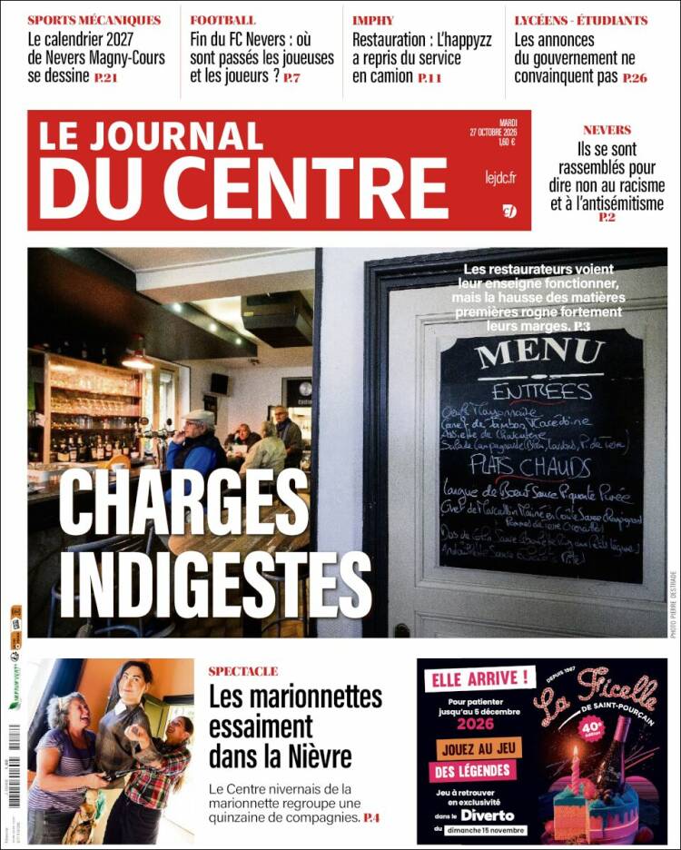 Portada de Le Journal du Centre (Francia)