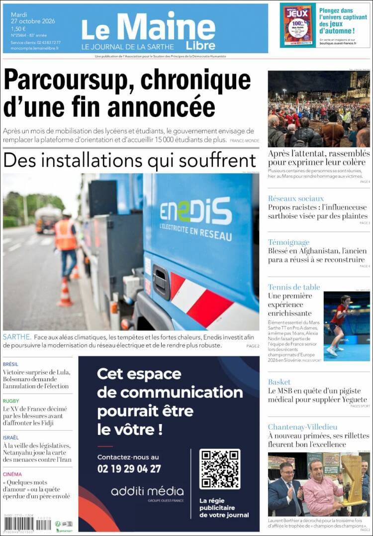 Portada de Le Maine Libre (Francia)