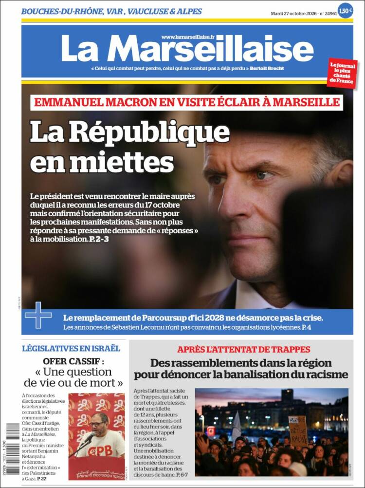 Portada de La Marseillaise (Francia)