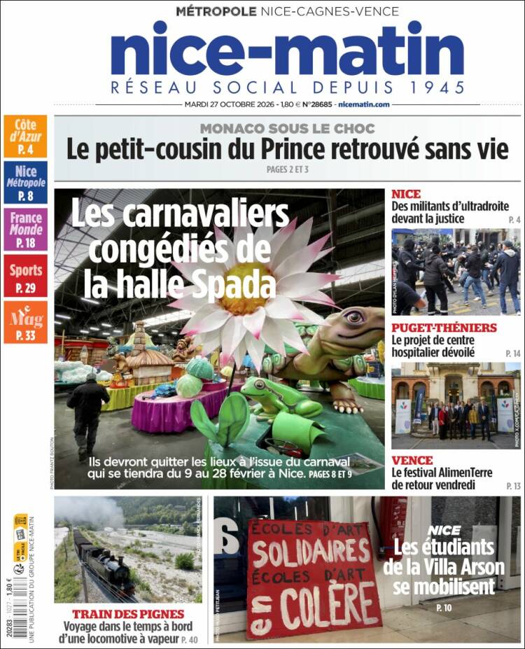 Portada de Nice-Matin (Francia)