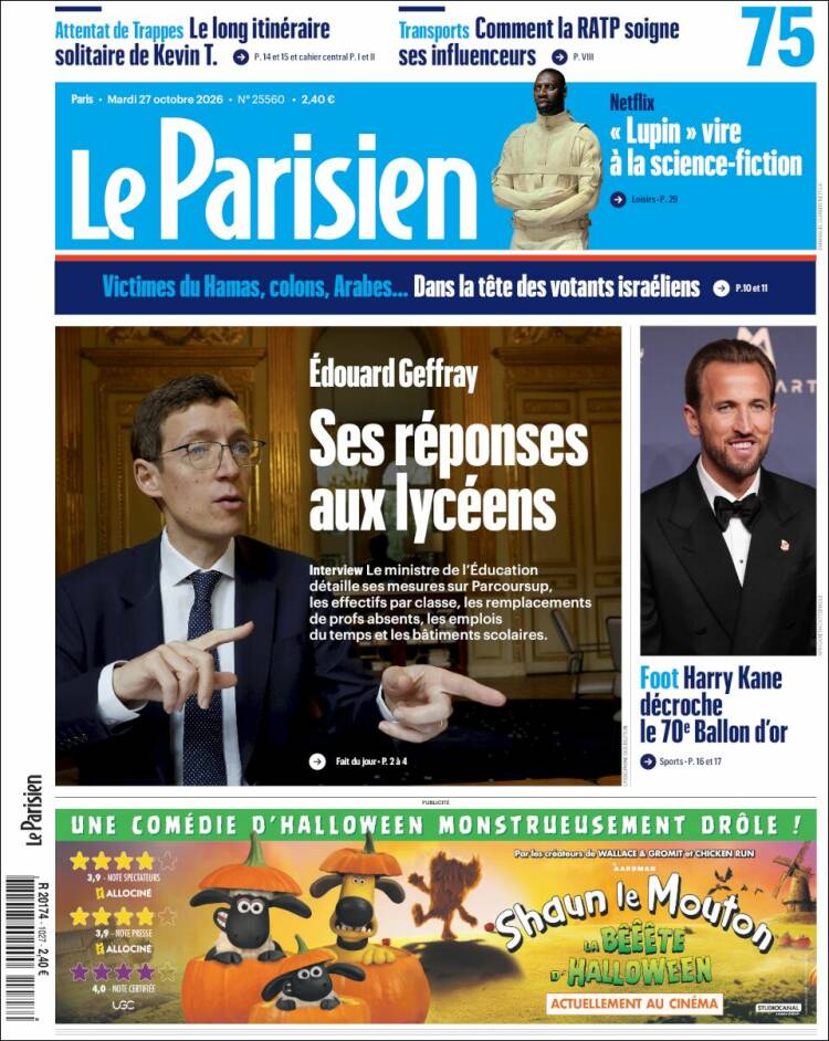 Portada de Le Parisien (Francia)