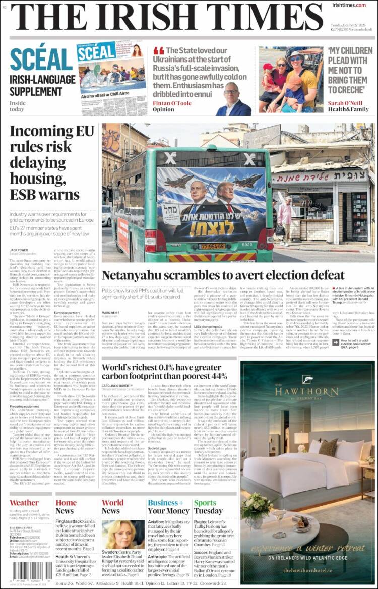 Portada de Irish Times (Ireland)