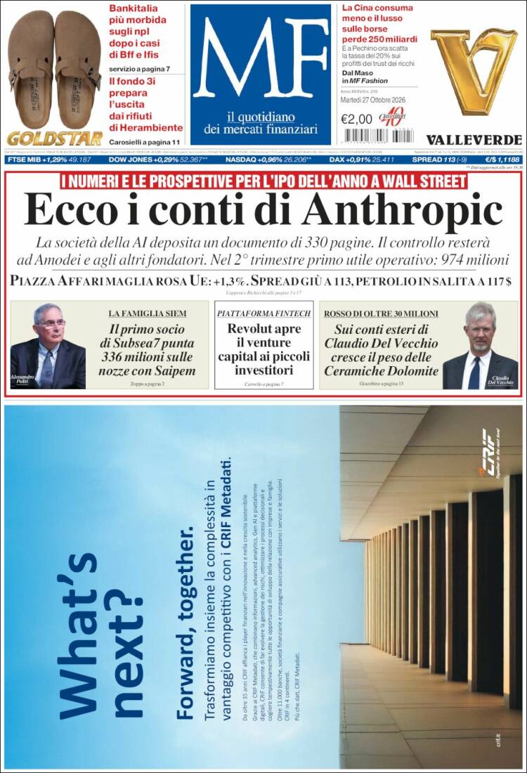Portada de Milano Finanza (Italy)