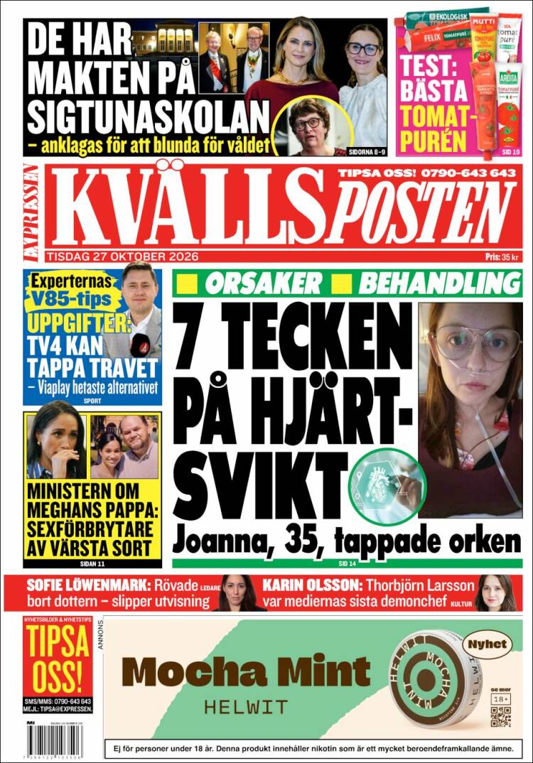 Portada de Kvällsposten (Sweden)