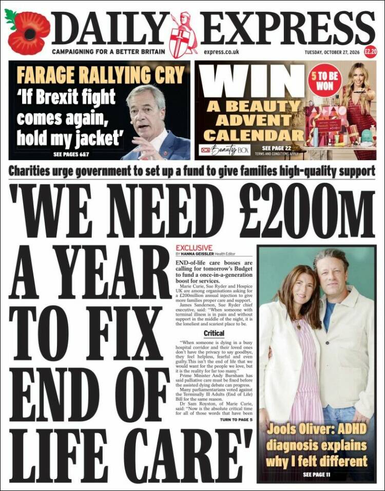 Portada de Daily Express (United Kingdom)