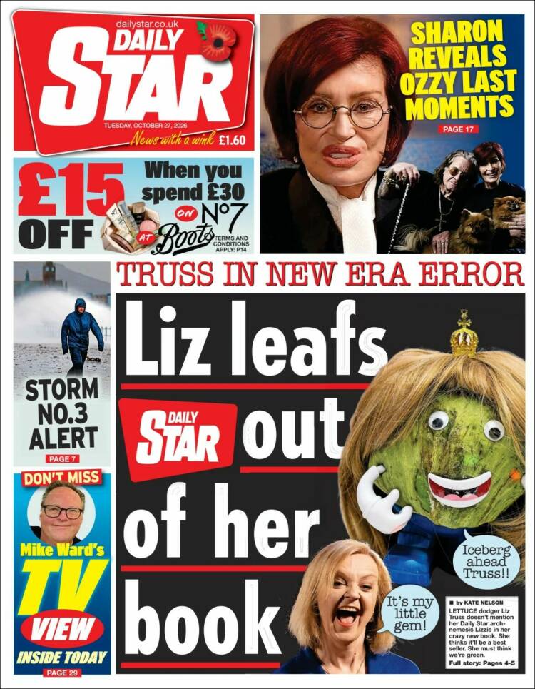 Portada de Daily Star (United Kingdom)