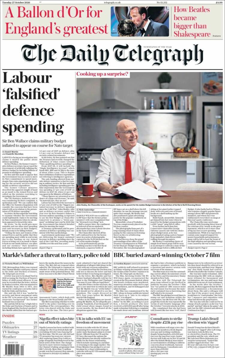 Portada de Daily Telegraph (United Kingdom)