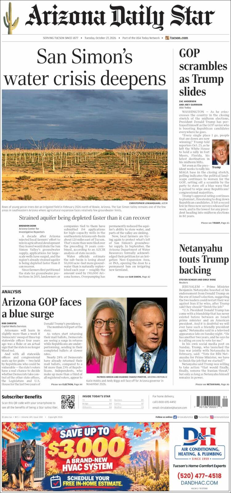 Portada de Arizona Daily Star (USA)
