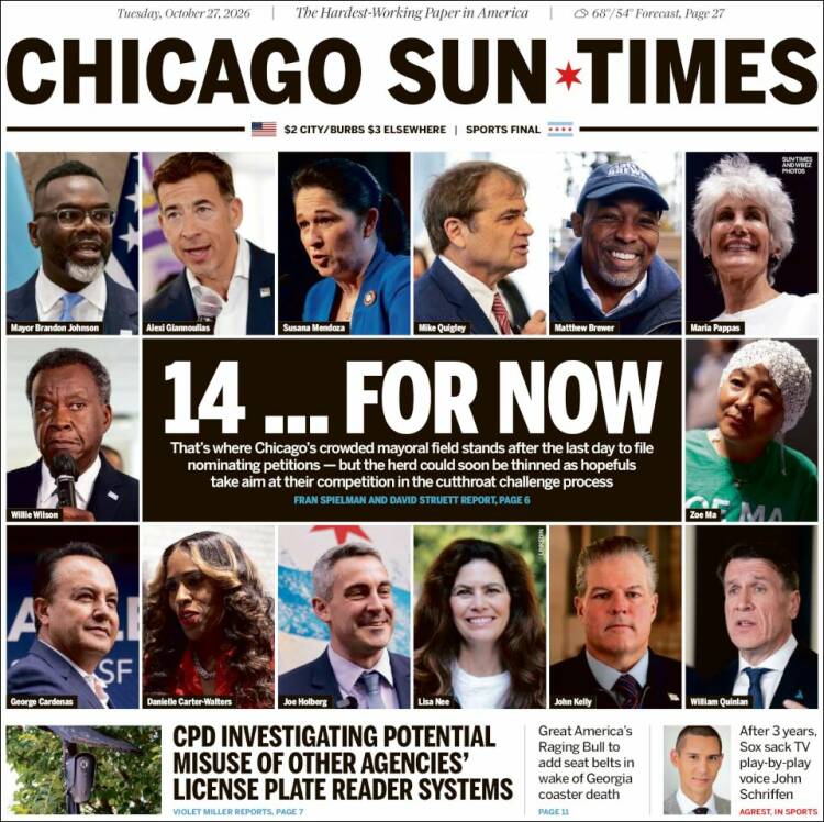 Portada de Chicago Sun-Times (USA)