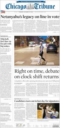 Portada de Chicago Tribune (USA)