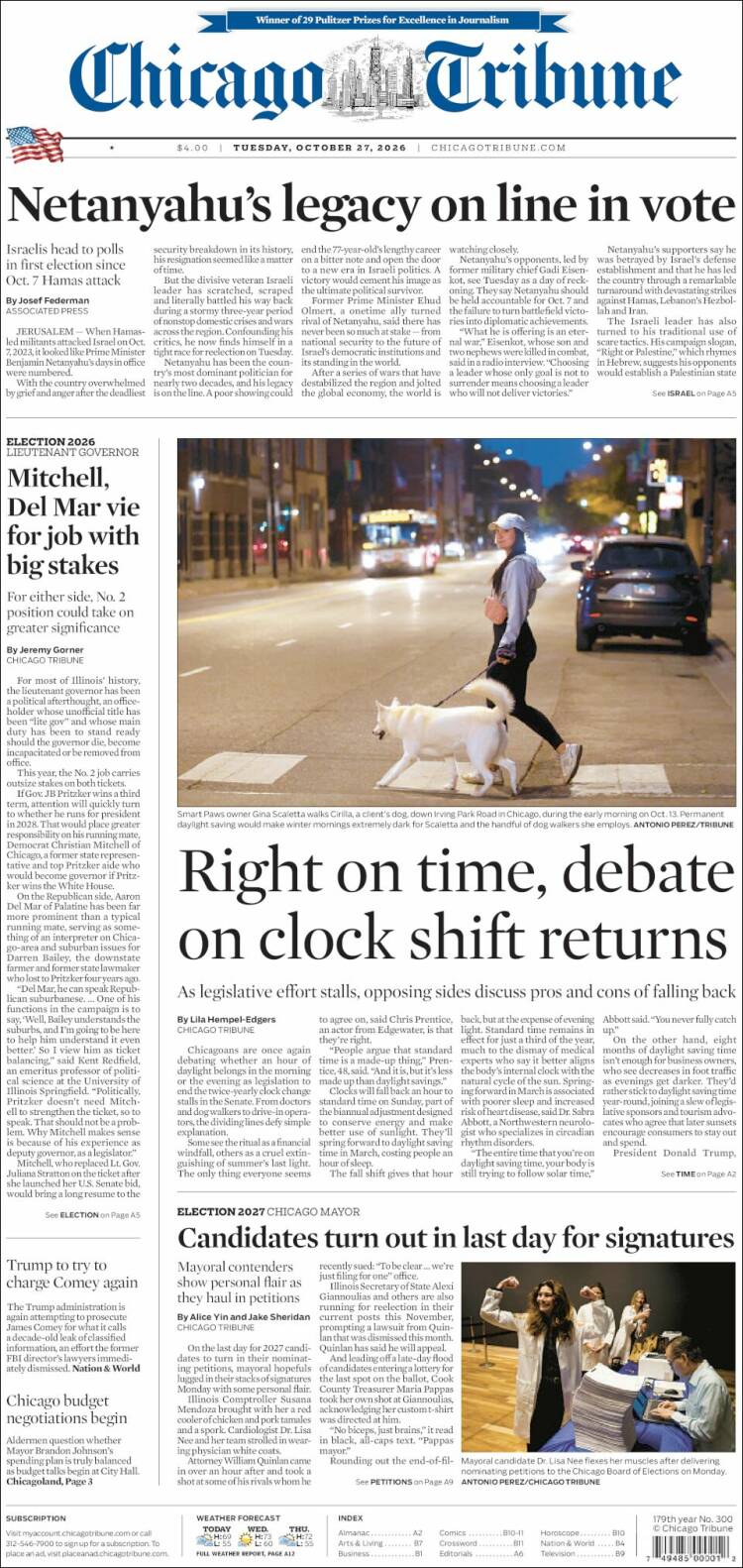 Portada de Chicago Tribune (USA)