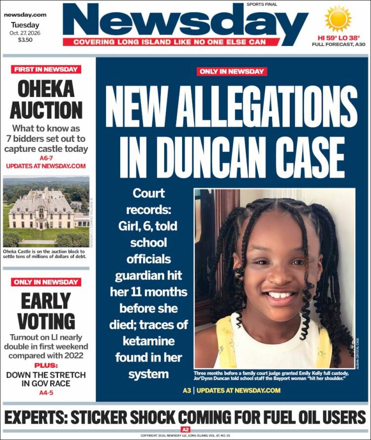 Portada de Newsday (USA)