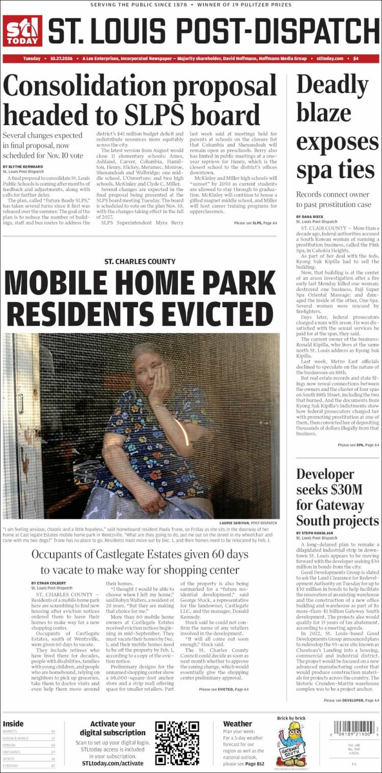 Portada de St. Louis Post-Dispatch (USA)