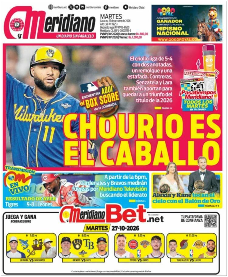 Portada de Meridiano (Venezuela)