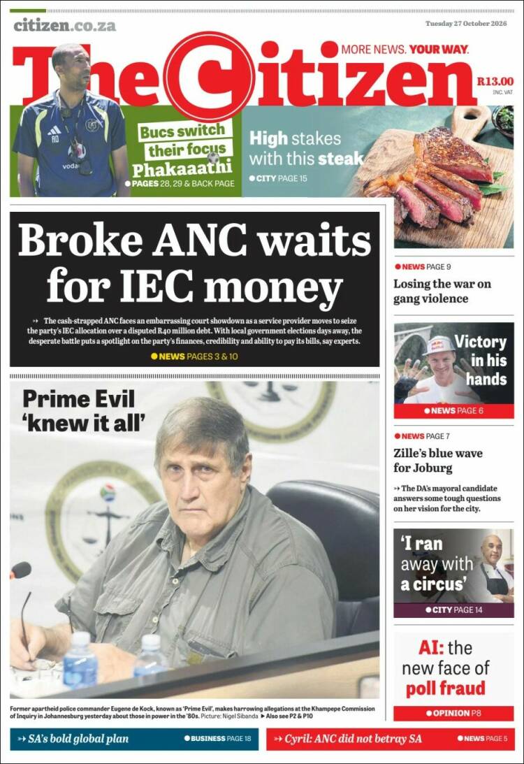 Portada de The Citizen (Sud&aacute;frica)