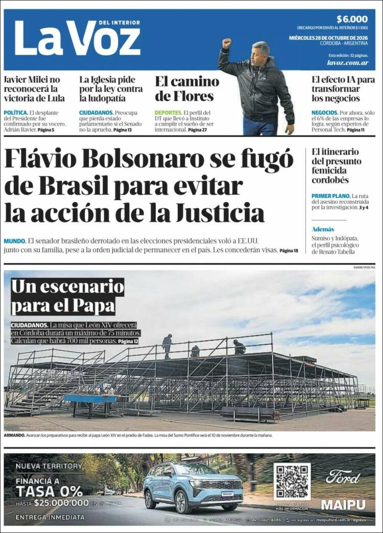 Portada de La Voz del Interior (Argentina)