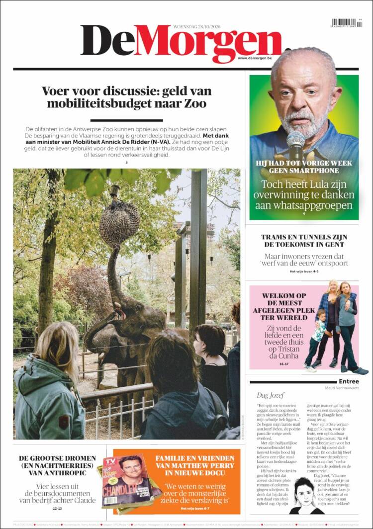 Portada de De Morgen (B&eacute;lgica)