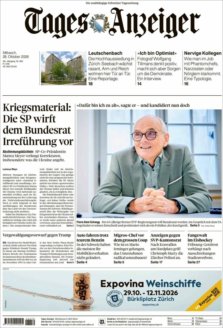 Portada de Tages-Anzeiger (Switzerland)