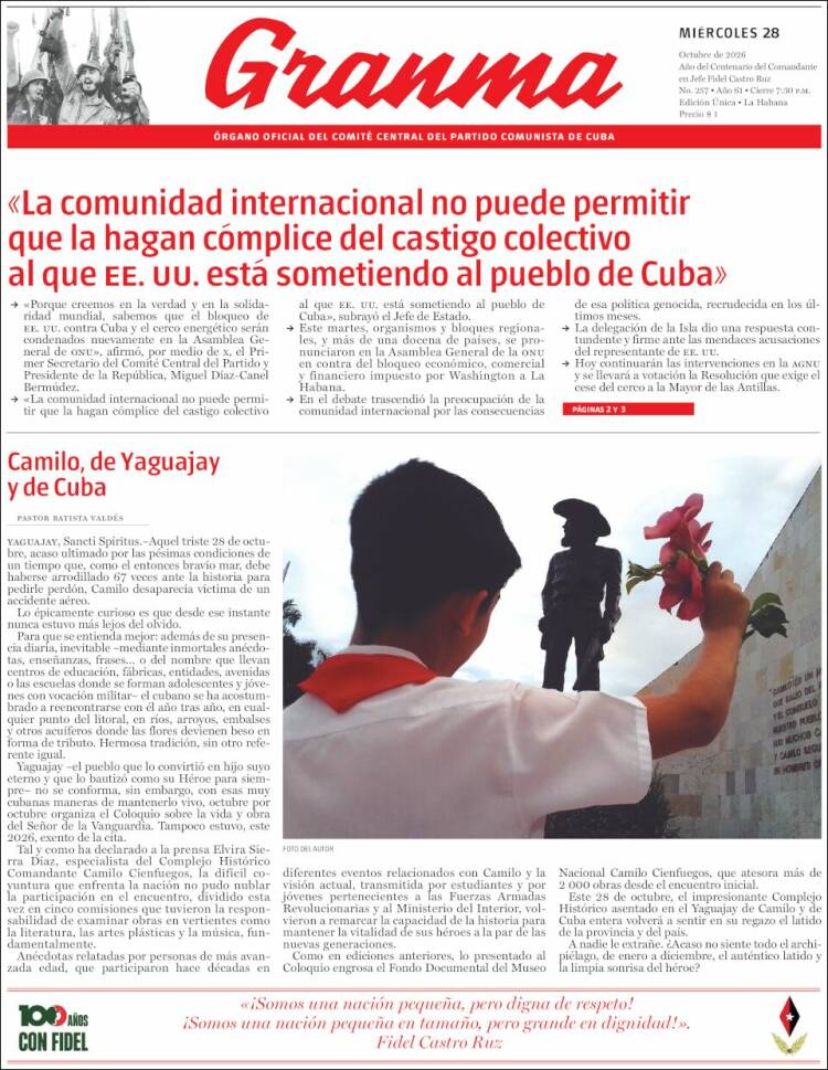 Portada de Granma (Cuba)