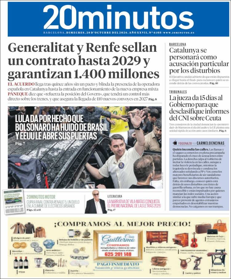 Portada de 20 Minutos - Barcelona (Espa&ntilde;a)