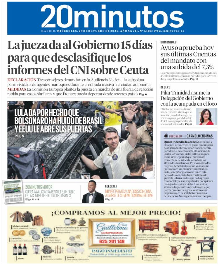 Portada de 20 Minutos - Madrid (Espa&ntilde;a)