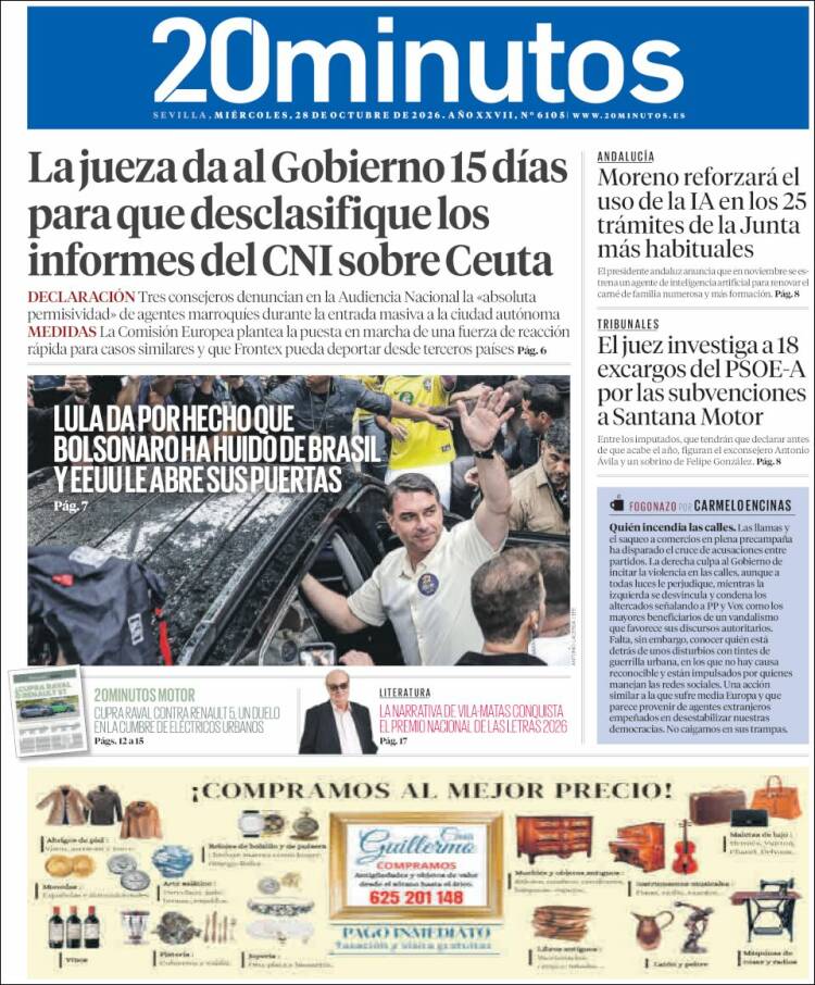 Portada de 20 Minutos - Sevilla (Spain)