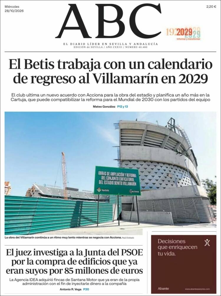 Portada de ABC - Sevilla (Espa&ntilde;a)