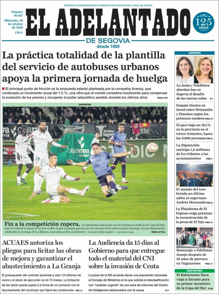 Portada de El Adelantado de Segovia (Espa&ntilde;a)