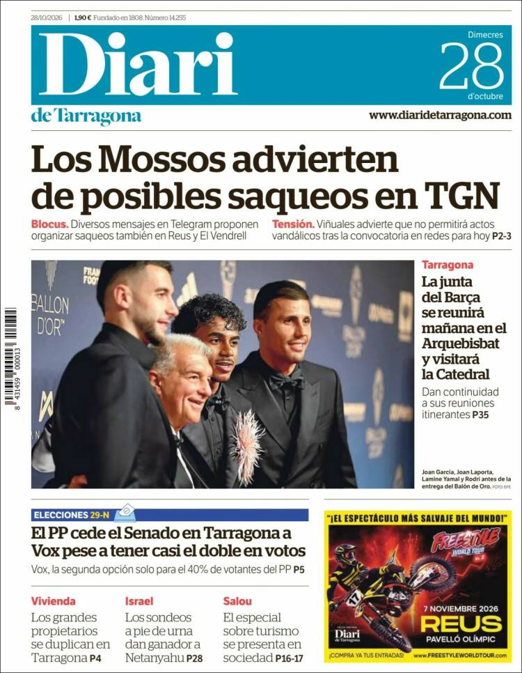 Portada de Diari de Tarragona (Espa&ntilde;a)