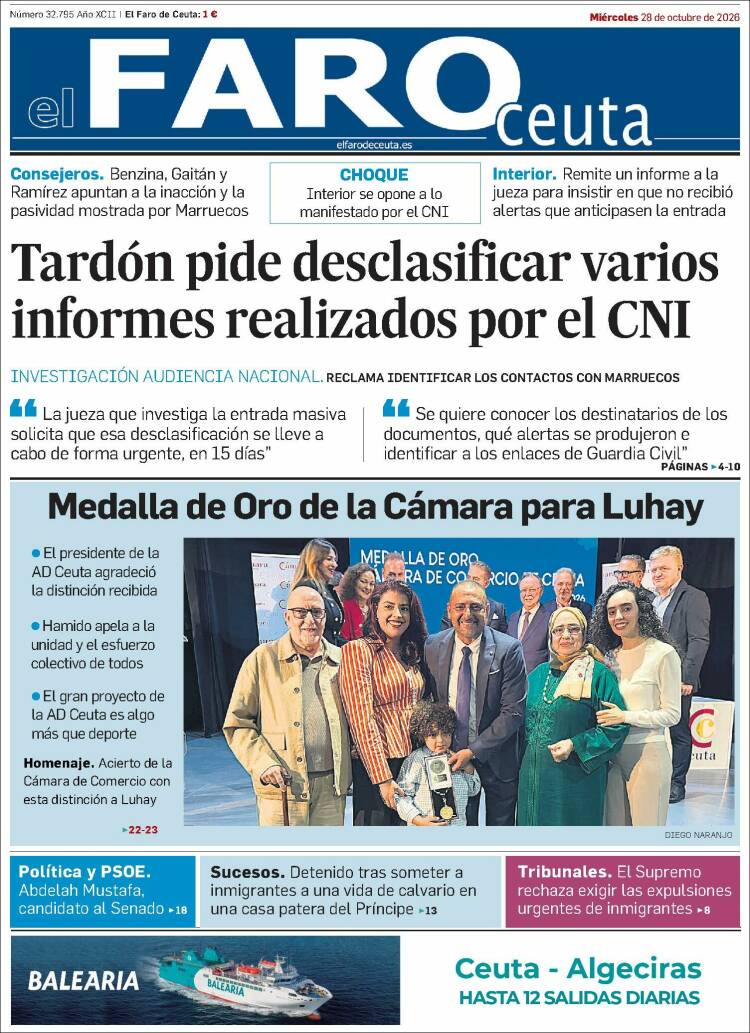 Portada de El Faro de Ceuta (Espa&ntilde;a)