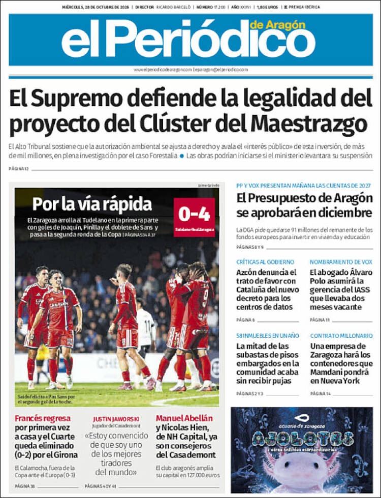 Portada de El Periódico de Aragón (Espa&ntilde;a)