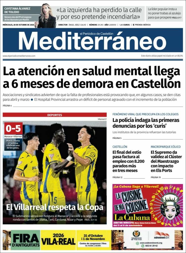 Portada de El Periódico Mediterraneo (Espa&ntilde;a)