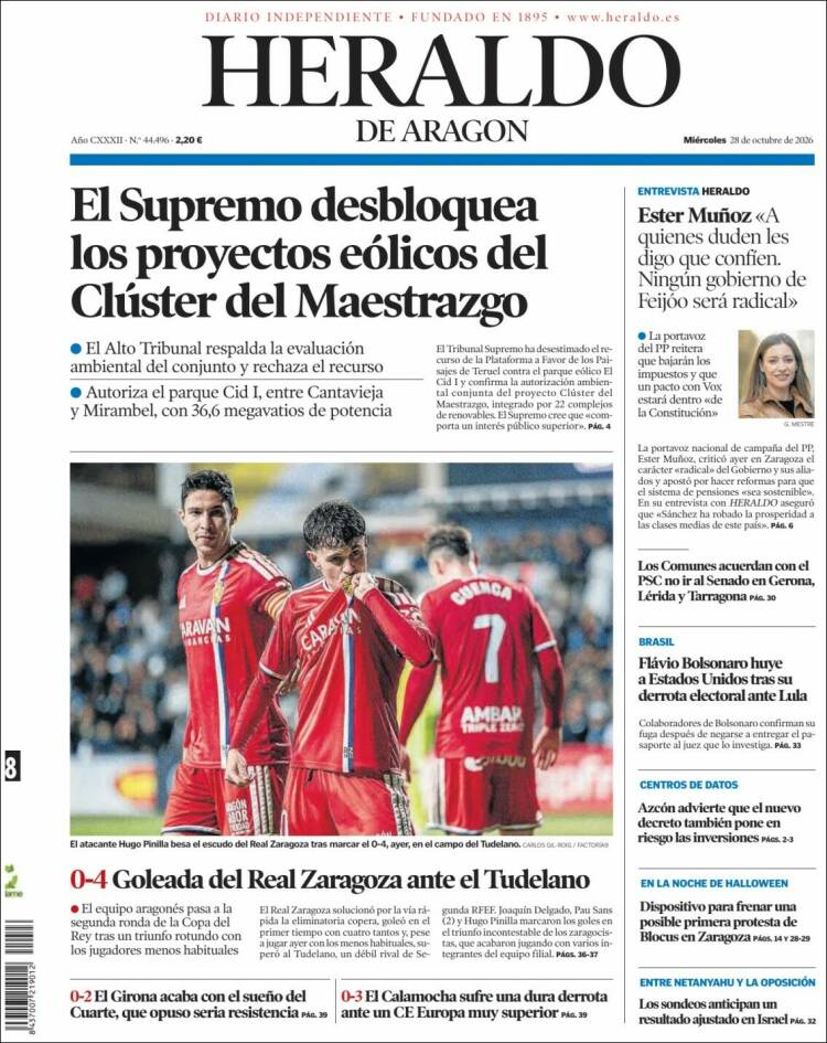 Portada de Heraldo de Aragón (Spain)