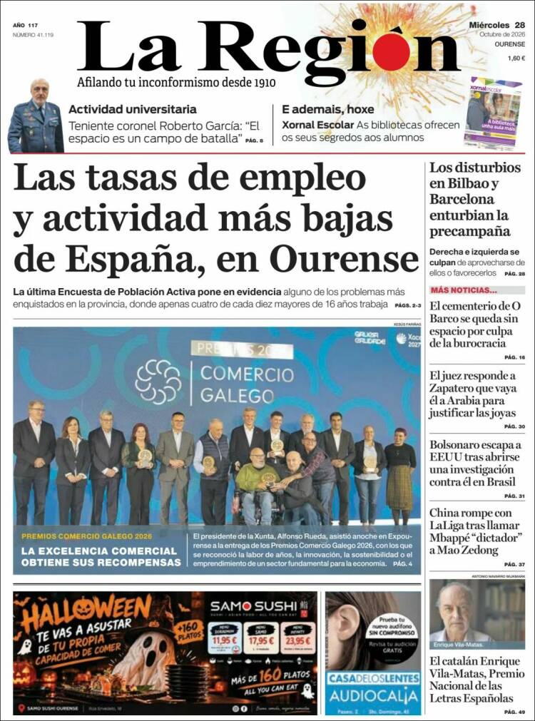 Portada de La Región de Ourense (Espa&ntilde;a)