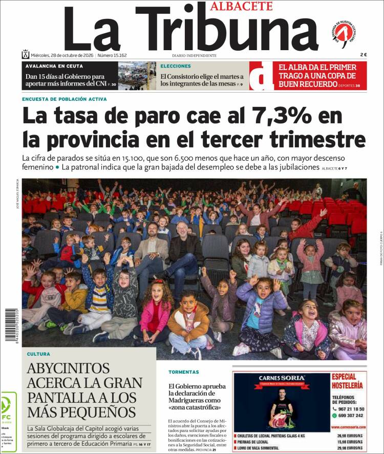 Portada de La Tribuna de Albacete (Espa&ntilde;a)
