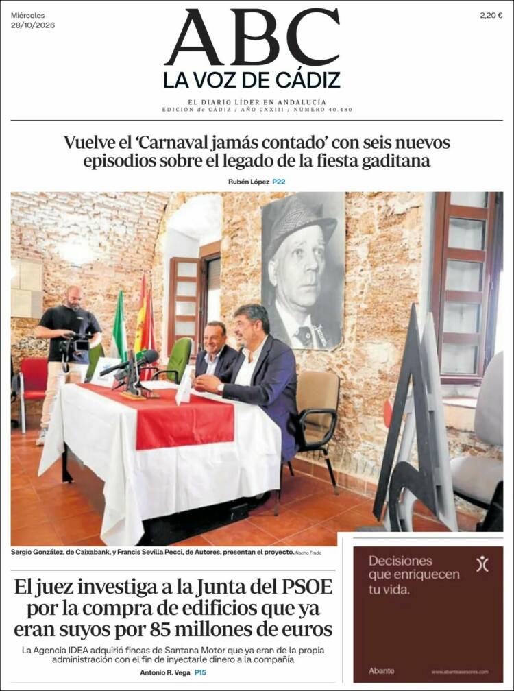 Portada de La Voz de Cádiz (Espa&ntilde;a)