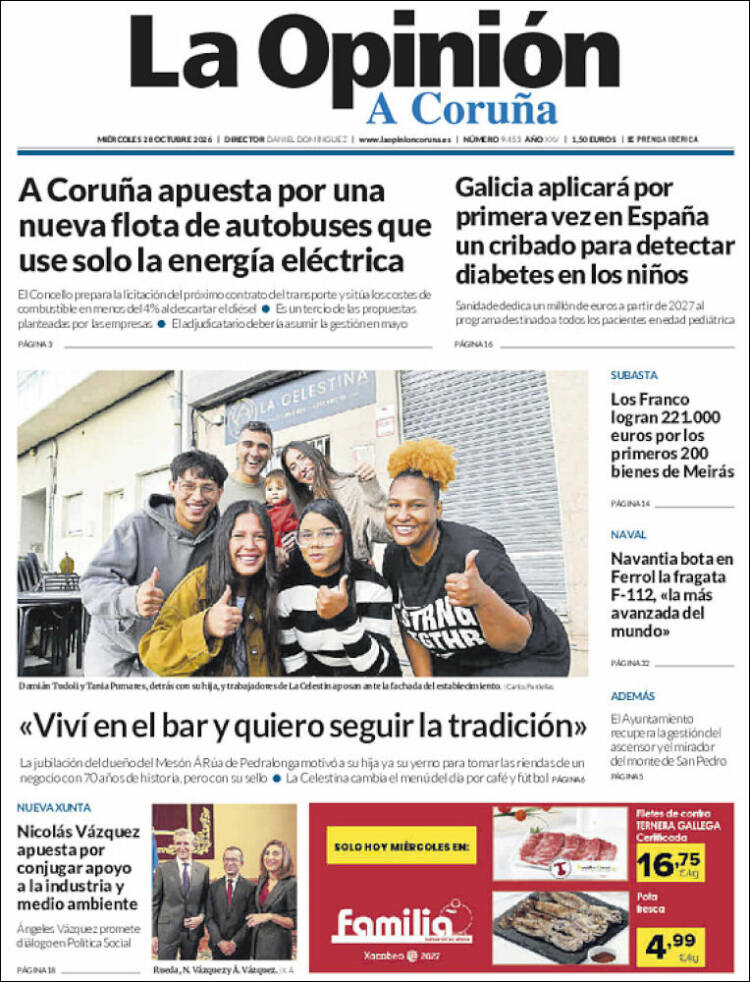 Portada de La Opinión de A Coruña (Espa&ntilde;a)