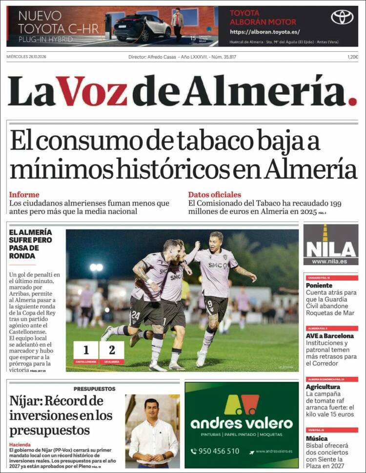 Portada de La Voz de Almería (Spain)