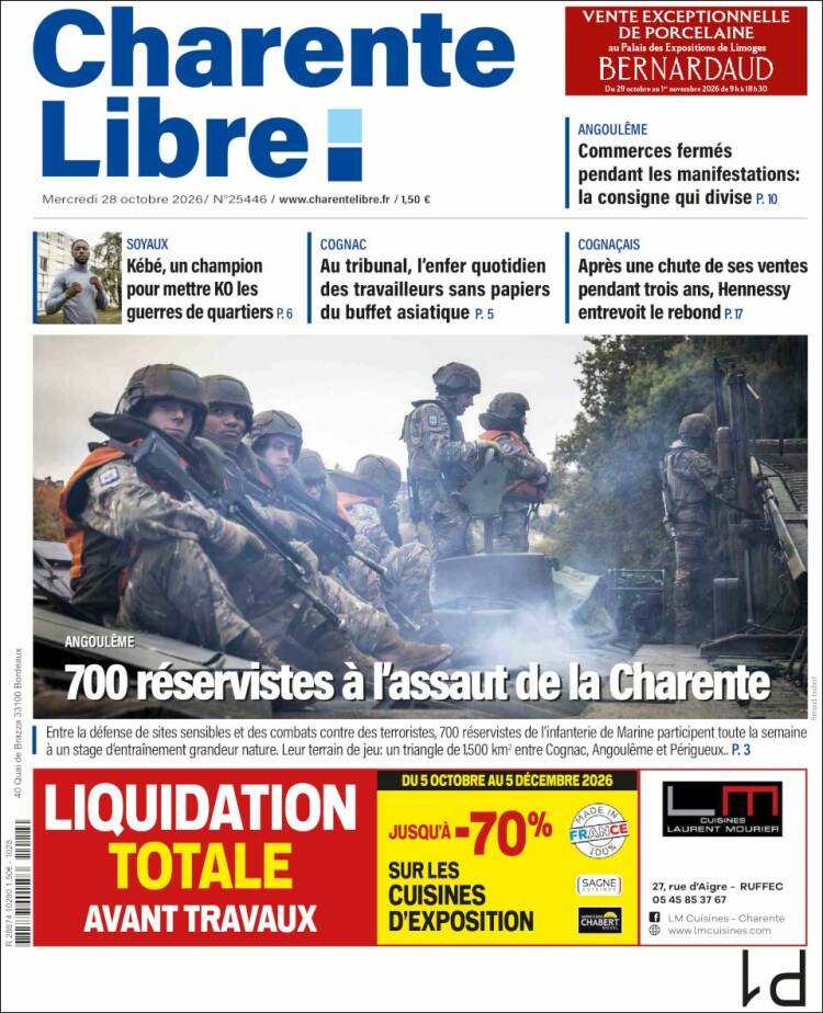 Portada de Charente Libre (Francia)