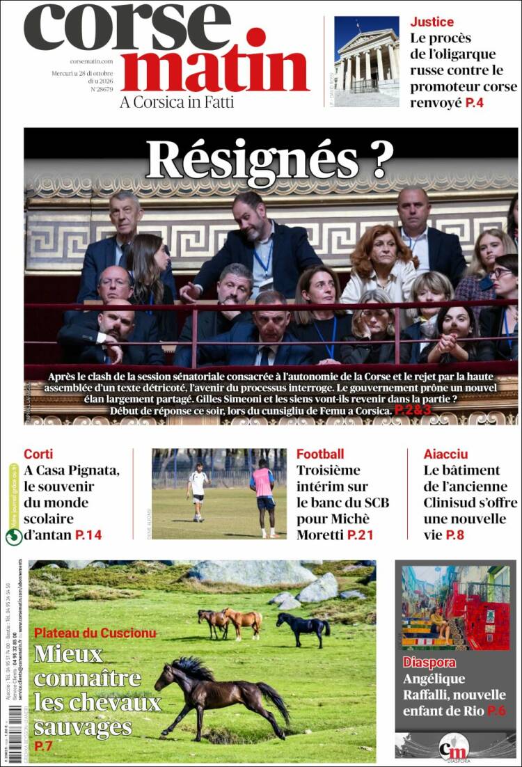 Portada de Corse-Matin (Francia)