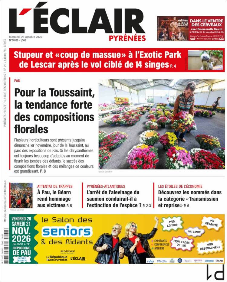 Portada de L'Eclair des Pyrénées (Francia)