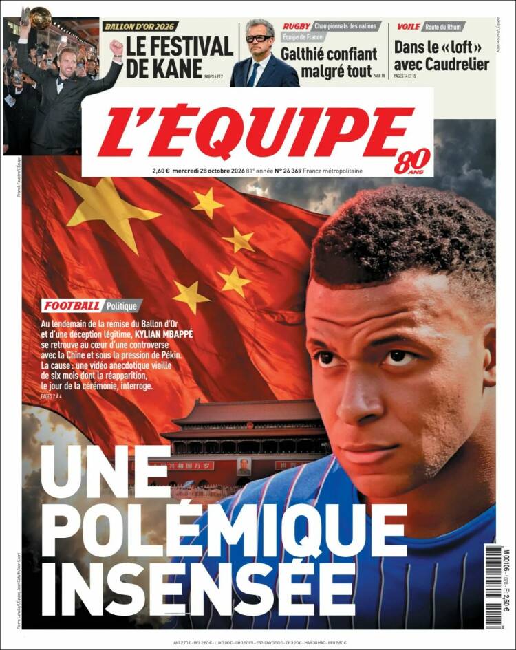Portada de L'Equipe (France)