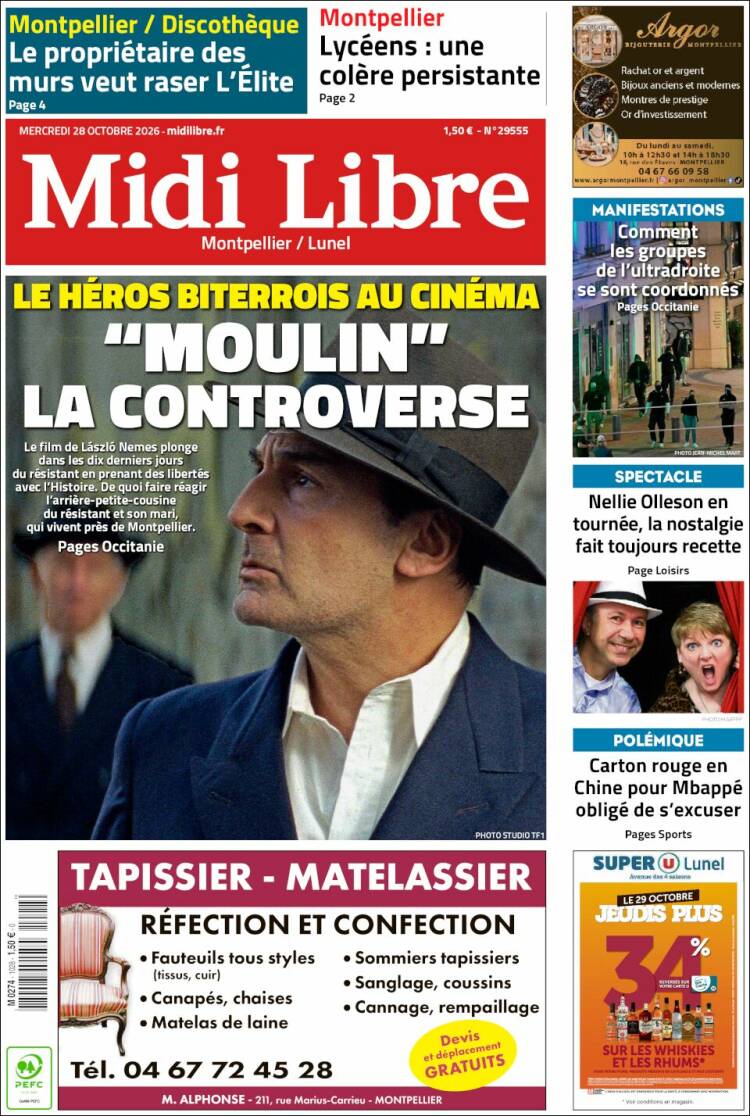 Portada de Midi Libre (Francia)