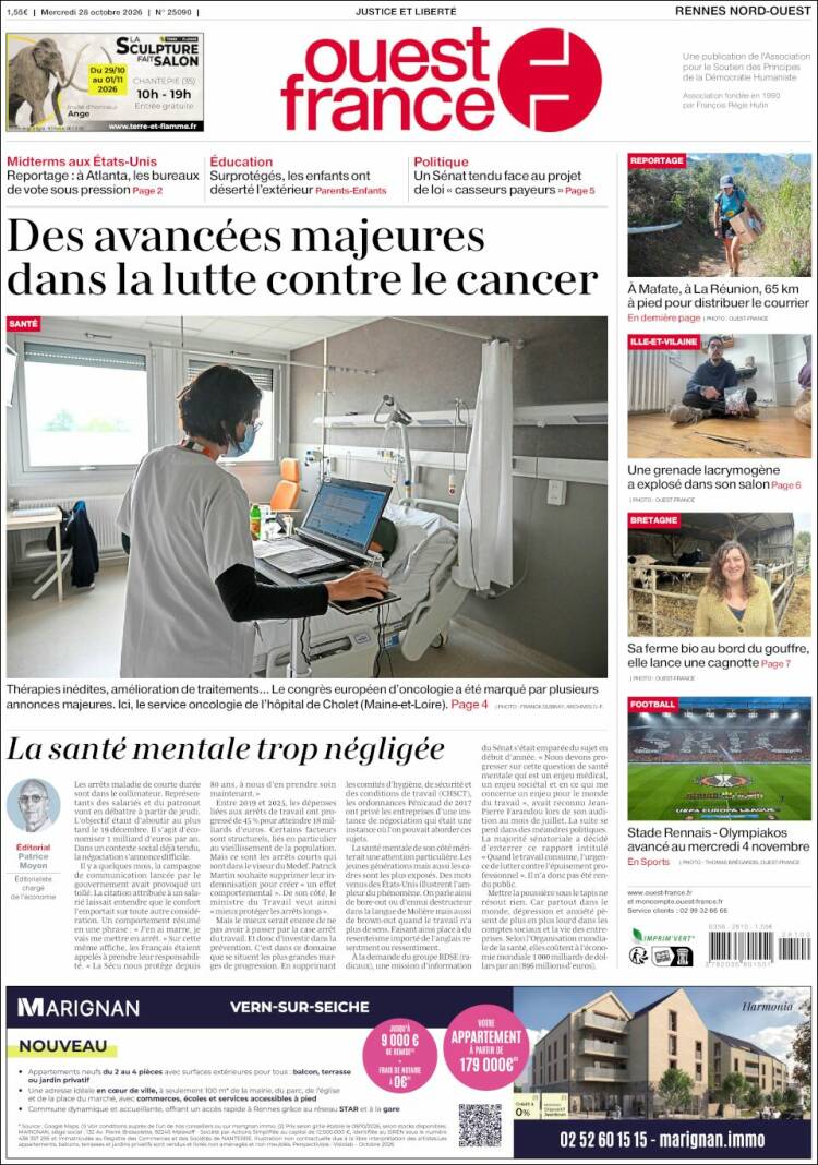 Portada de Ouest France (France)