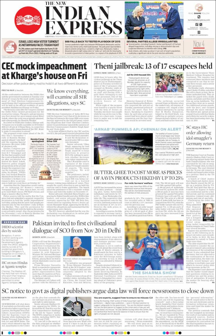 Portada de New Indian Express (India)