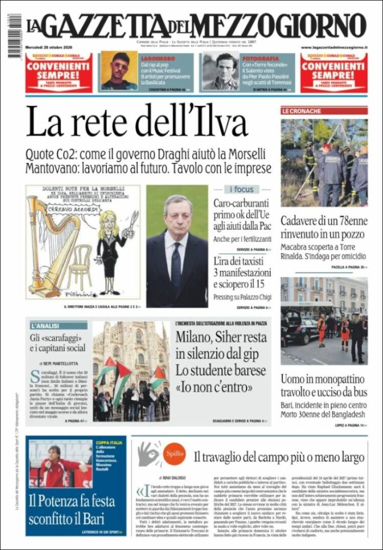 Portada de La Gazzetta del Mezzogiorno (Italy)